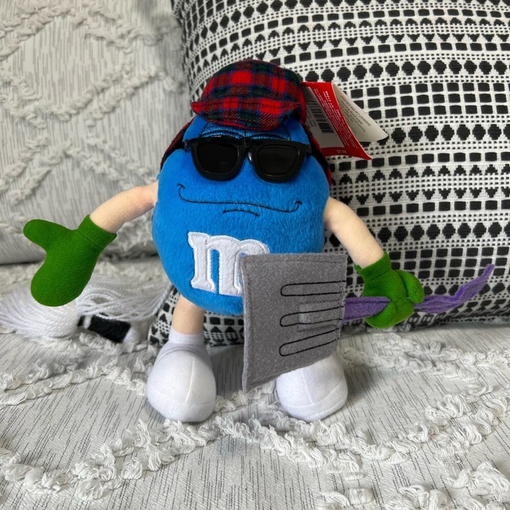 Vintage M&M Plush with Snow Shovel, bendable legs 2003